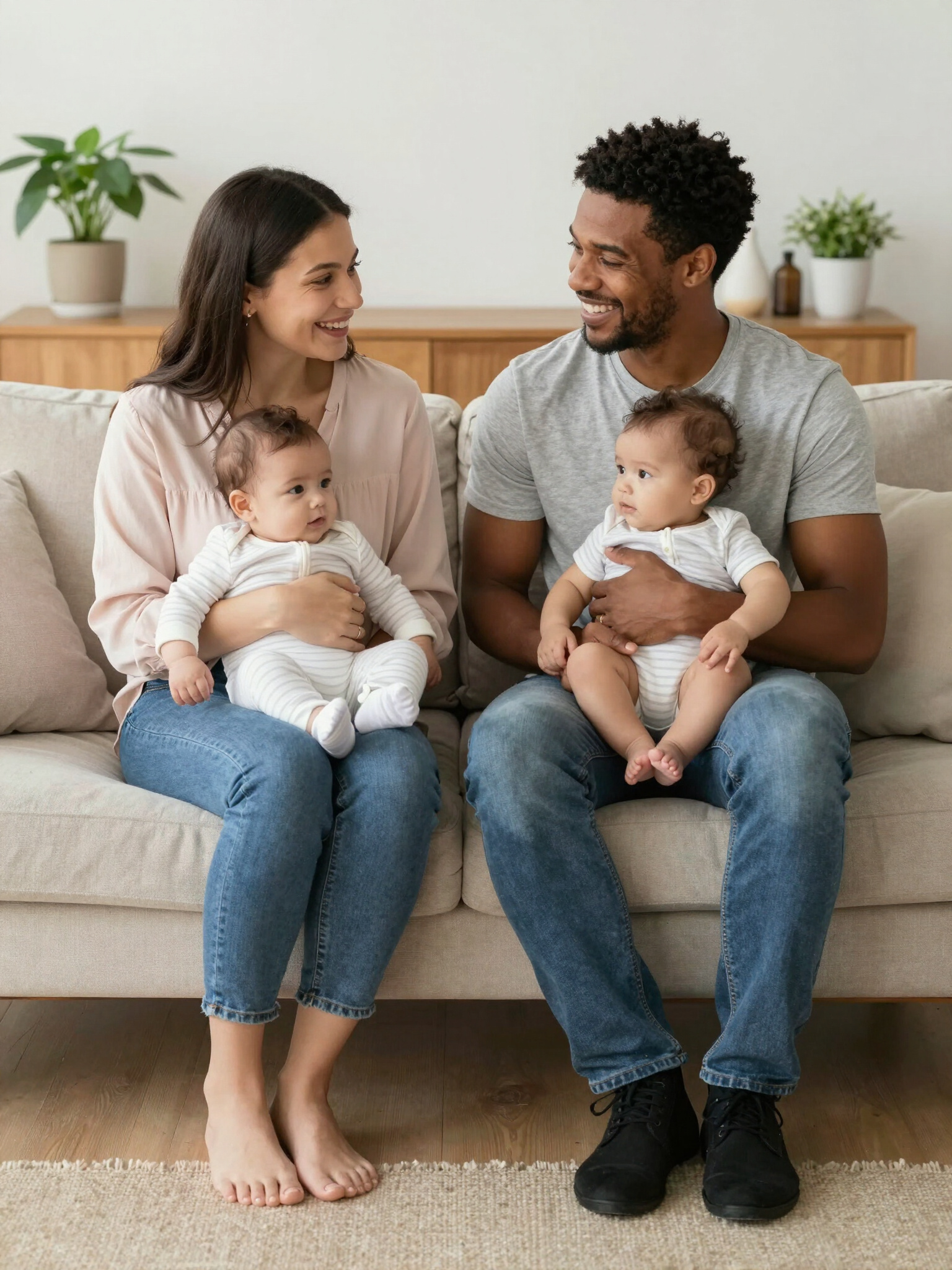 Happy multicultural family
